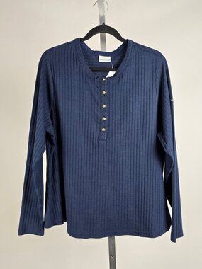 Columbia Sportswear Women’s Ribbed Henley Long Sleeve Top 2X Navy